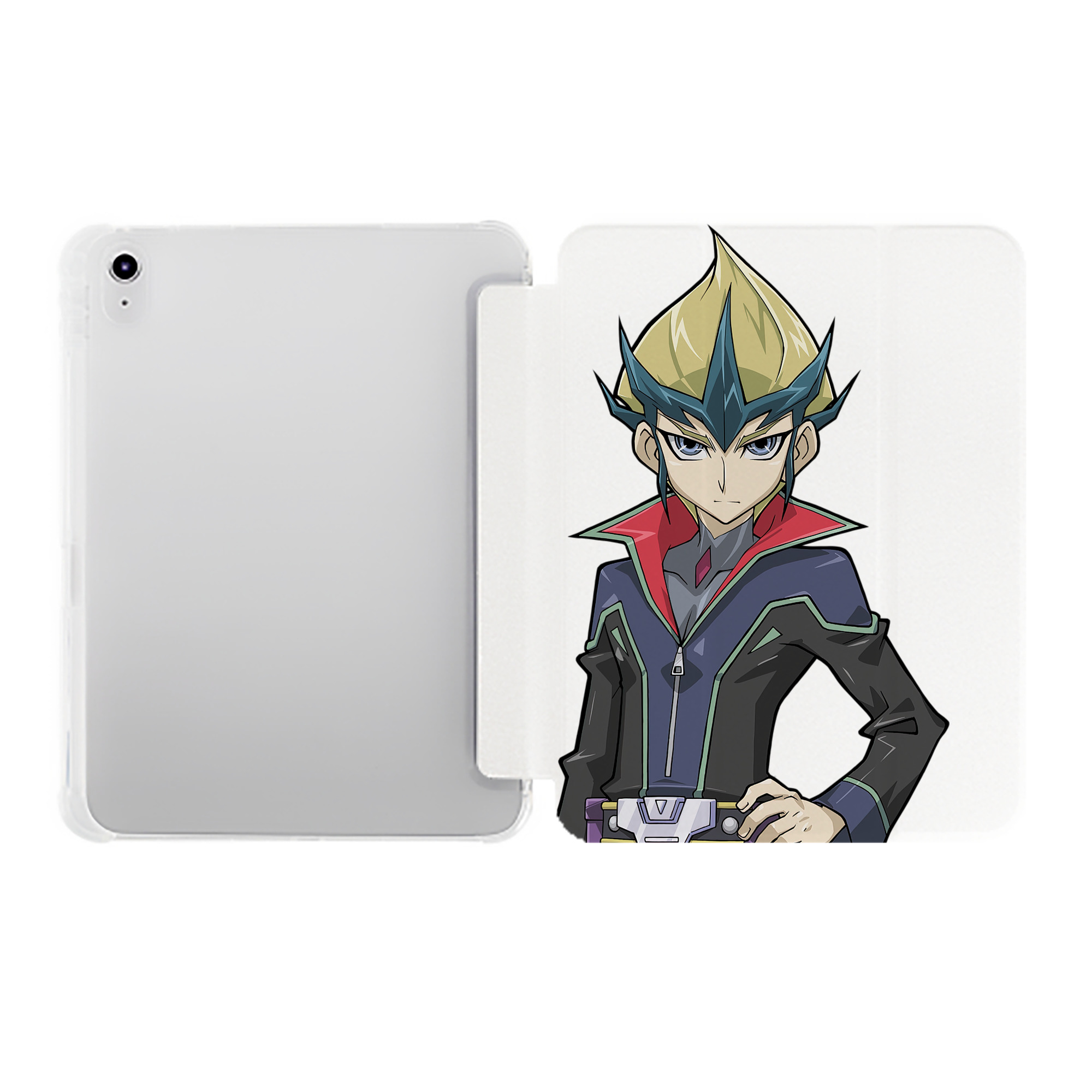 （画像用） 遊☆戯☆王 Yu-Gi-Oh! IPad ケース ペン収納付き 三つ折りスタンド PUレザー×シリコン 対応機種9.5/10.5/10.9インチ